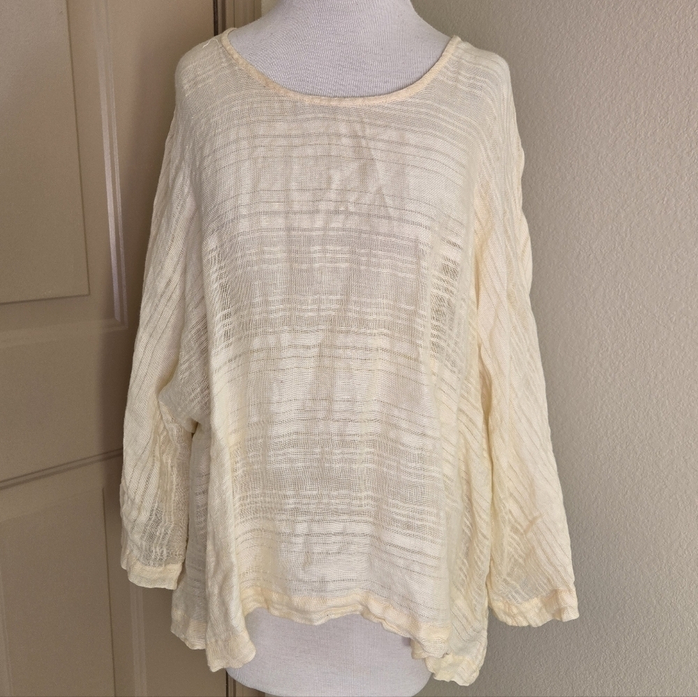 Yuvita European Linen Yellow Oversized Organic Top L natural fibers